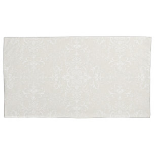Elegant White on Pale Beige Damask Style Pattern Pillowcase