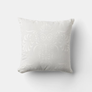 Elegant white on Pale Warm Grey Damask Style Throw Pillow
