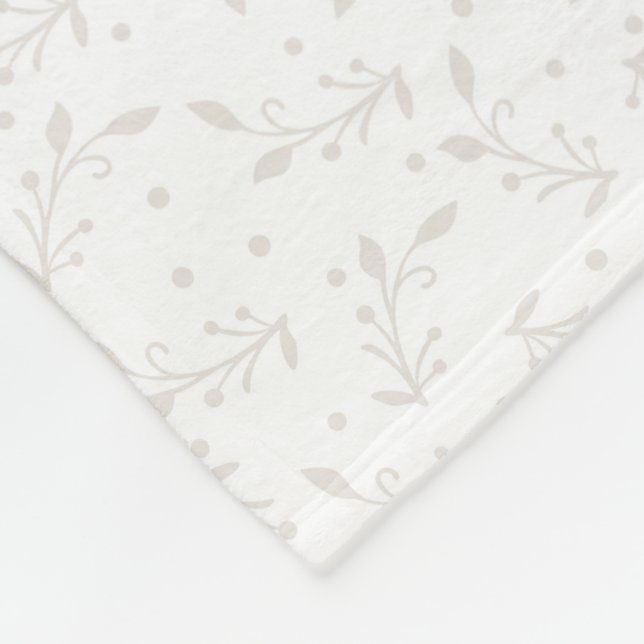 Elegant White on White Christmas Holly Blanket (Corner)