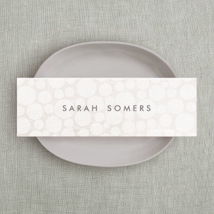 Elegant White on White Subtle Circle Pattern 2 Mini Business Card
