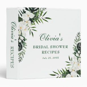 Elegant White Orchid Bohemian Bridal Shower Recipe Binder