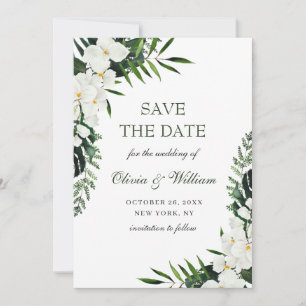 Elegant White Orchid Bohemian Greenery Wedding Save The Date