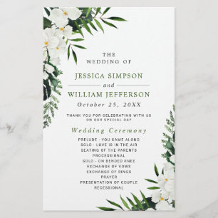 Elegant White Orchid Boho Wedding Ceremony Program
