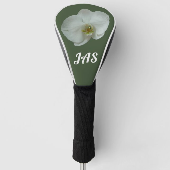 Elegant White Orchid Flower Botanical Golf Head Cover (Front)