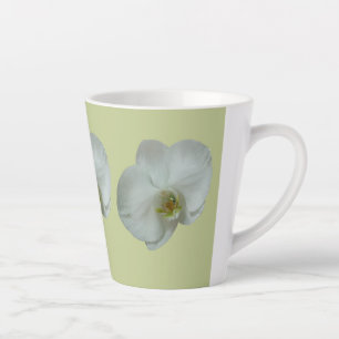 Elegant White Orchid Flower Botanical Latte Mug