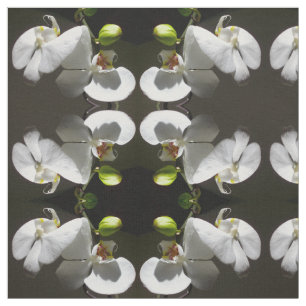 Elegant white orchid photo tropical white floral  fabric