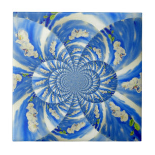 Elegant white orchid watercolor painting tile