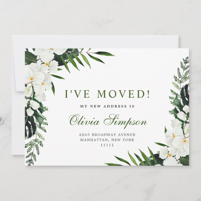 Elegant White Orchids Bohemian Announcement Cards (Front)