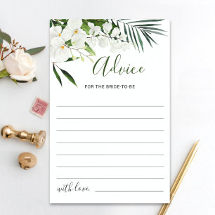 Elegant White Orchids Bohemian Bridal Advice Card