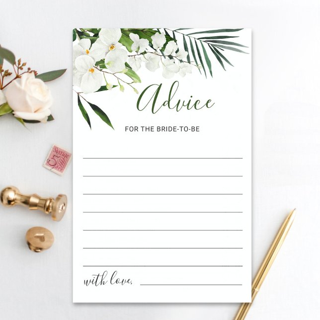 Elegant White Orchids Bohemian Bridal Advice Card (Creator Uploaded)