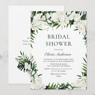 Elegant White Orchids Bohemian BRIDAL SHOWER  Invitation