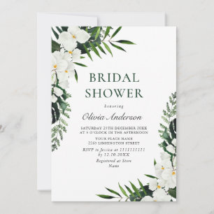 Elegant White Orchids Bohemian BRIDAL SHOWER  Invitation