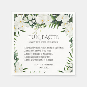 Elegant White Orchids Bohemian Fun Facts Wedding Napkin