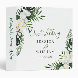 Elegant White Orchids Bohemian Wedding Binder