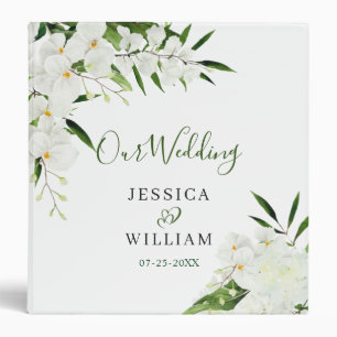 Elegant White Orchids Bohemian Wedding Binder