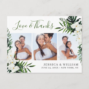 Elegant White Orchids Bohemian Wedding Thank You Postcard