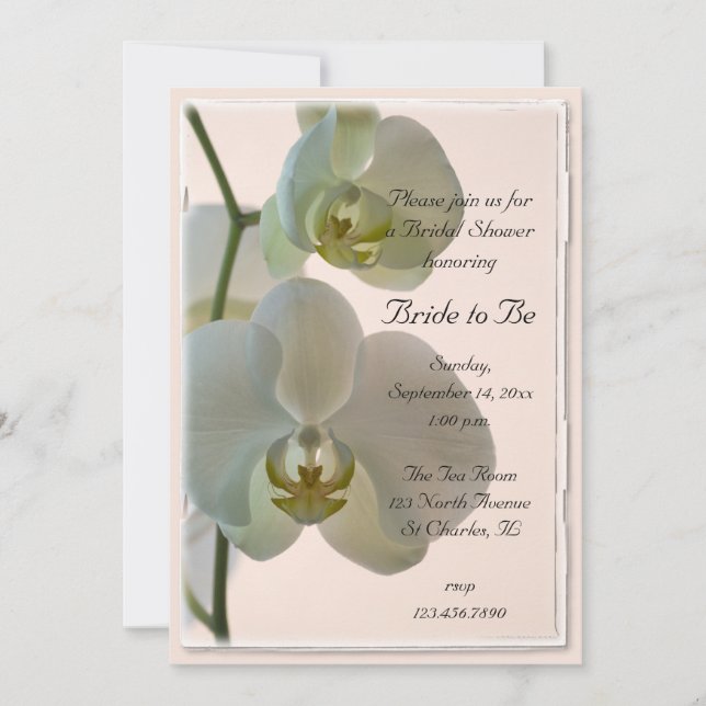 Elegant White Orchids Bridal Shower Invitation (Front)