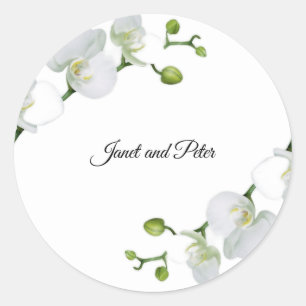 Elegant white orchids   classic round sticker