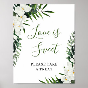 Elegant White Orchids Love is Sweet Wedding Sign