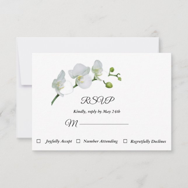 Elegant white orchids RSVP Card (Front)