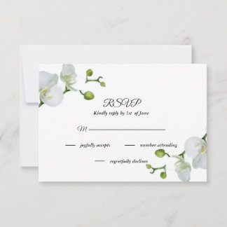 Elegant white orchids   RSVP card