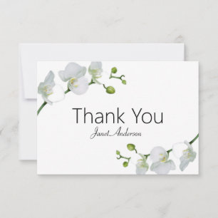 Elegant white orchids   thank you card