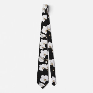 Elegant White Orchids Tie