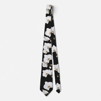 Elegant White Orchids Tie