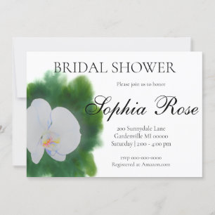 Elegant white orchids water colour floral painting invitation