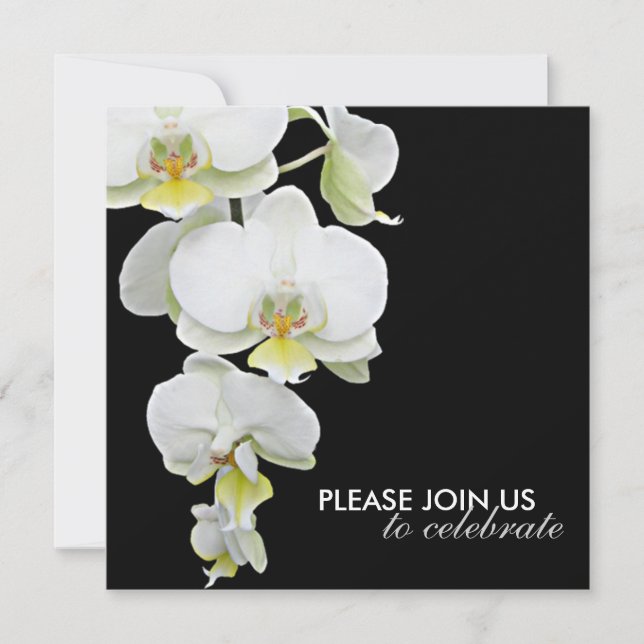 Elegant White Orchids Wedding/Any-Occasion Invites (Front)