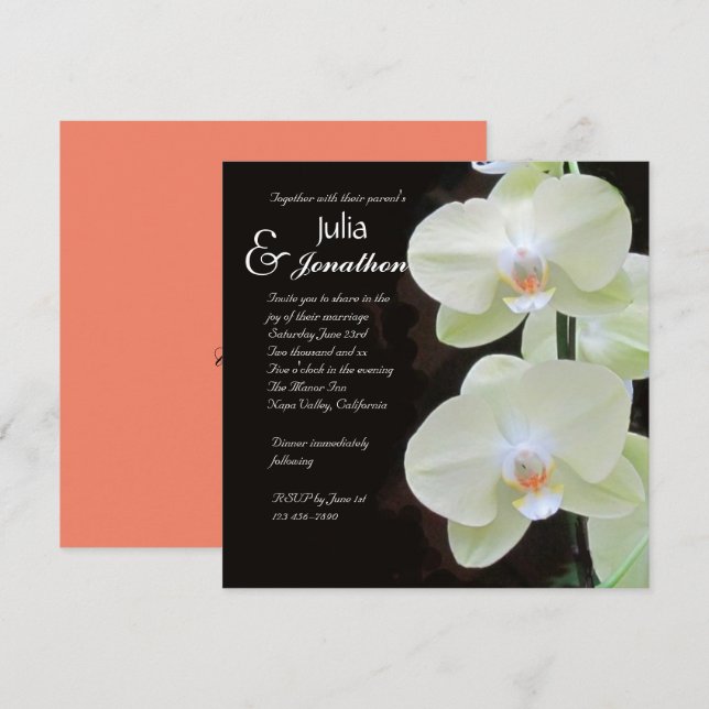 Elegant White Orchids Wedding Invitation (Front/Back)