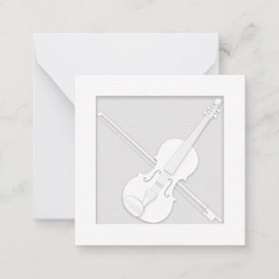 Elegant White Paper Violin & Bow Musician's Card
