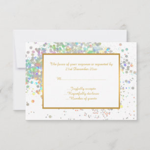 ELEGANT WHITE PASTEL HOLOGRAPHIC CUSTOM RSVP