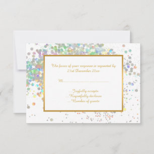 ELEGANT WHITE PASTEL HOLOGRAPHIC CUSTOM RSVP CARD