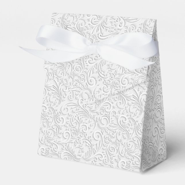 Elegant white pattern favor box (Front Side)