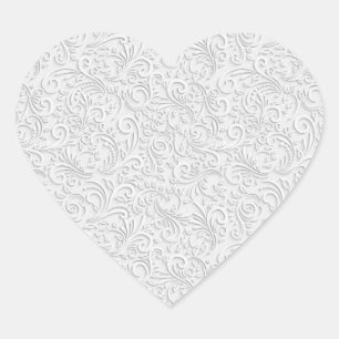 Elegant white pattern heart sticker