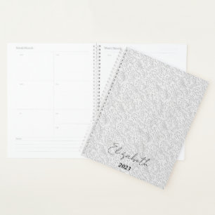 Elegant white pattern personalized, custom year planner