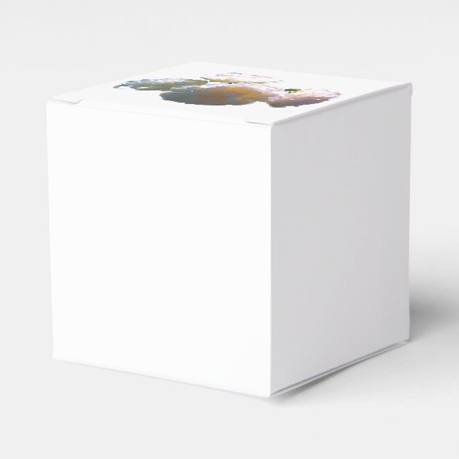 Elegant white peach orange blush roses favor box (Front Side)