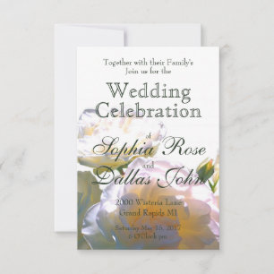 Elegant white peach orange blush roses invitation