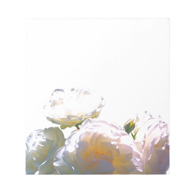 Elegant white peach orange blush roses notepad (Front)