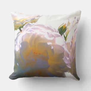 Elegant white peach orange blush roses throw pillow