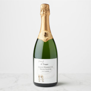 Elegant White Pearls & Prosecco Wine Label