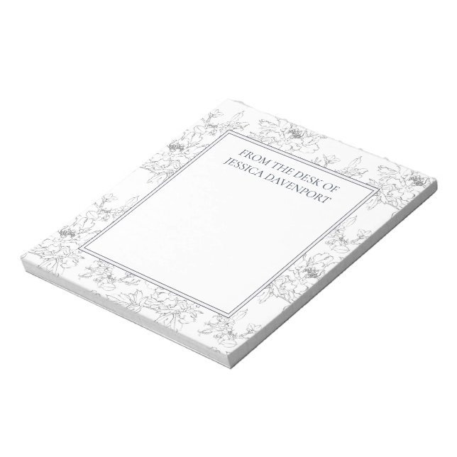 Elegant White Pencil Hand Drawn Flowers From Desk Notepad (Rotated)
