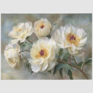 Elegant White Peonies in Bloom Tissue Paper