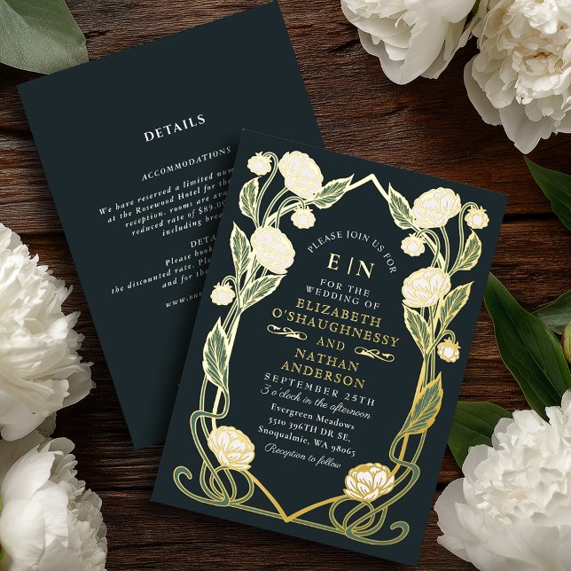 Elegant White Peony Art Nouveau Wedding All in One (Creator Uploaded)