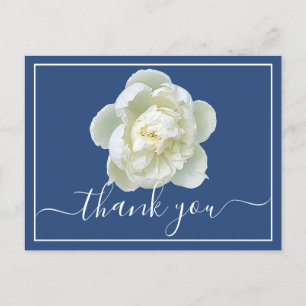 Elegant White Peony Botanical Colourful Thank You Postcard