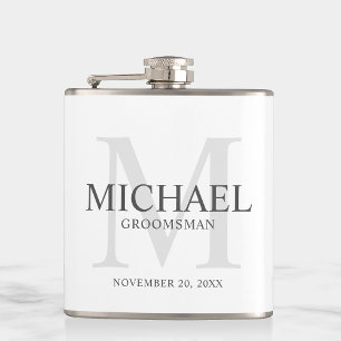 Elegant White Personalized Groomsmen Hip Flask