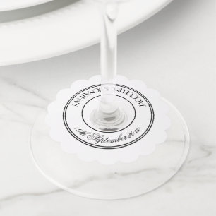 elegant white personalized names wine glass tags
