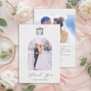 Elegant White Photo Arch Crest Wedding Thank You