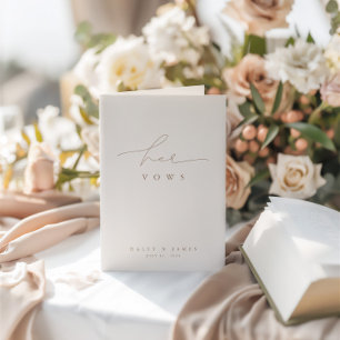 Elegant White Photo Wedding Her Vows Card